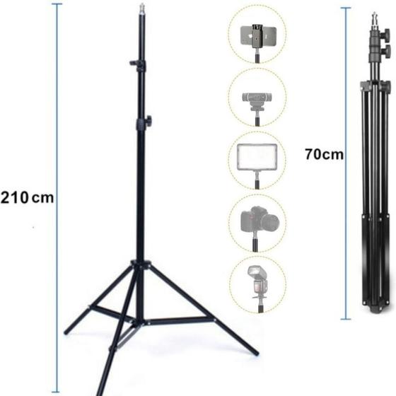 Imagem de Tripé Pedestal 2,10 Metros Suporte Apoio Webcam Iluminação Luz Câmera Rosca 1/4