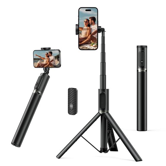 Imagem de Tripé Selfie Stick ATUMTEK 55 com Controle Remoto Bluetooth - Preto