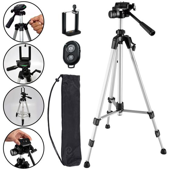 Tripé Suporte com Controle de Celular Câmera p/ Foto Video Menor preço em Tripé Suporte com Controle de Celular Câmera p/ Foto Video
