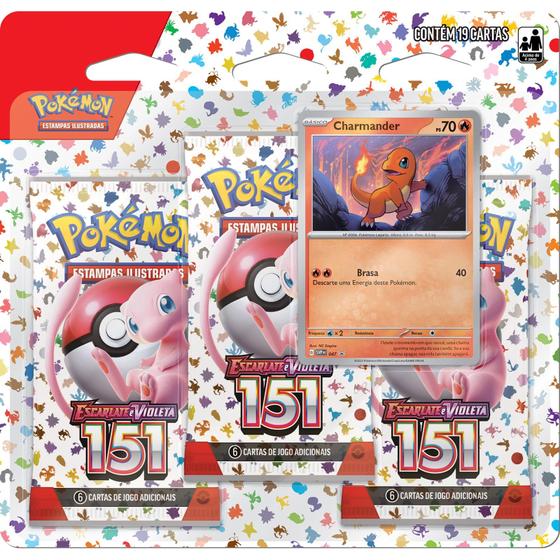 Imagem de Triple Pack Pokémon 151 - Charmander - Pokémon TCG