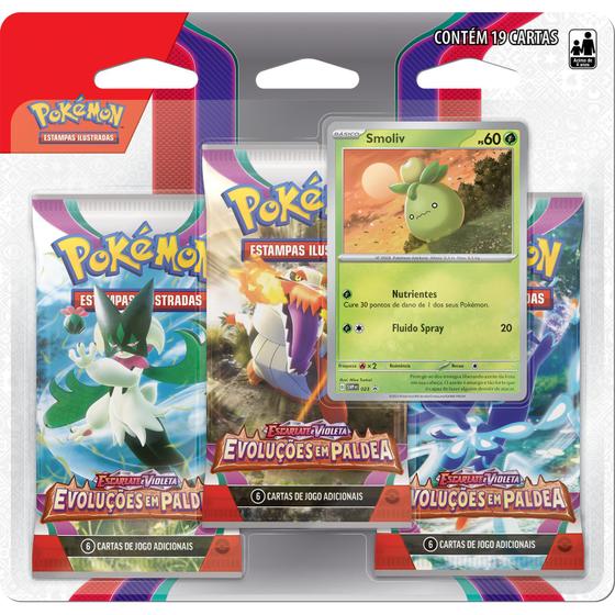 Imagem de Triple Pack Pokémon Escarlate e Violeta 2 Evolução em Paldea - Smoliv - Pokémon TCG