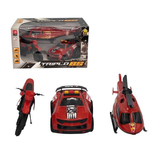 Imagem de Triplo BS Kit de Brinquedos de Polícia com Carro, Moto e Helicóptero