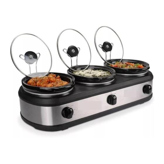 Imagem de Triplo Rechaud Buffet Elétrico Slow Cooker 3 Panelas 127v