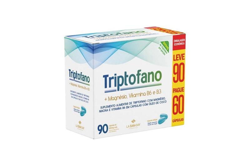 Imagem de Triptofano Magnésio Vitamina B6 E B3 90 Cps - La San Day