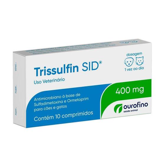 Imagem de Trissulfin SID 400mg Antibiótico Ourofino Para Cães e Gatos