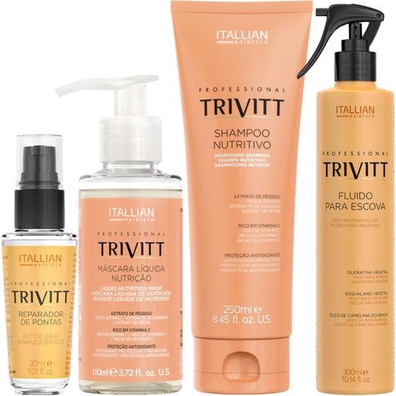 Imagem de Trivitt Kit Fluido de Escova, Máscara Liquida Nutrição, Reparador de Pontas, Shampoo Nutritivo 250ml