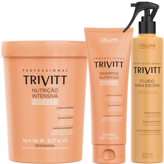 Imagem de Trivitt - Kit Fluido para Escova 300ml com Nutrição Intensiva 1kg e Shampoo Nutritivo 250ml