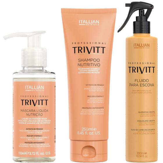 Imagem de Trivitt - Kit Fluido para Escova 300ml, Máscara Liquida de Nutrição 110ml e Shampoo Nutritivo 250ml