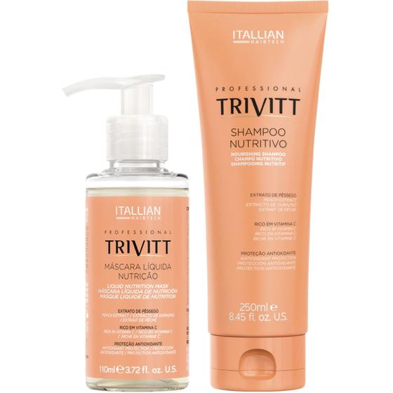 Imagem de Trivitt - Kit Máscara Liquida de Nutrição 110ml com Shampoo Nutritivo 250ml Antifrizz, Anti-oxidante