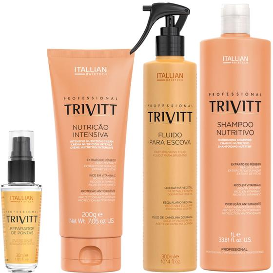 Imagem de Trivitt Kit Nutrição: Nutrição Intensiva 200g, Shampoo 1L, Fluido para Escova e Reparador de Pontas