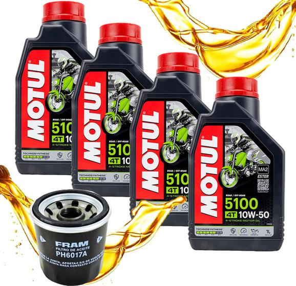 Imagem de Troca De Oleo Kawasaki Z900 Motul 5100 10w50 4lts + Filtro