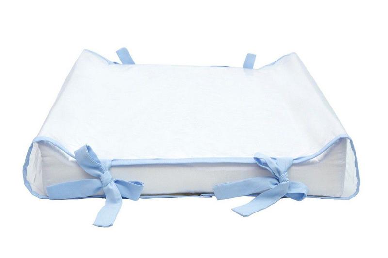 Trocador Americano Branco com Azul + Almofada Amamentação Menor preço em Trocador Americano Branco com Azul + Almofada Amamentação
