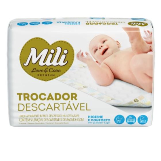 Imagem de TROCADOR Descartável (Lençol Absorvente) MILI Love & Care   1 Pacote com 5 unidades