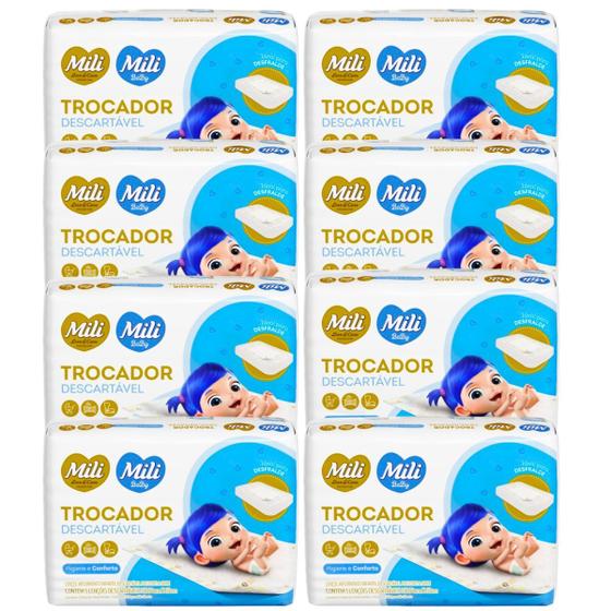 Imagem de Trocador Descartável  Lençol Absorvente Mili Love & Care  8 Pacotes com 5  (Total 40 lençóis)