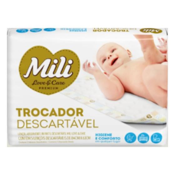 Imagem de Trocador Descartável Mili Love & Care 1 Pacote c/ 5 unidades