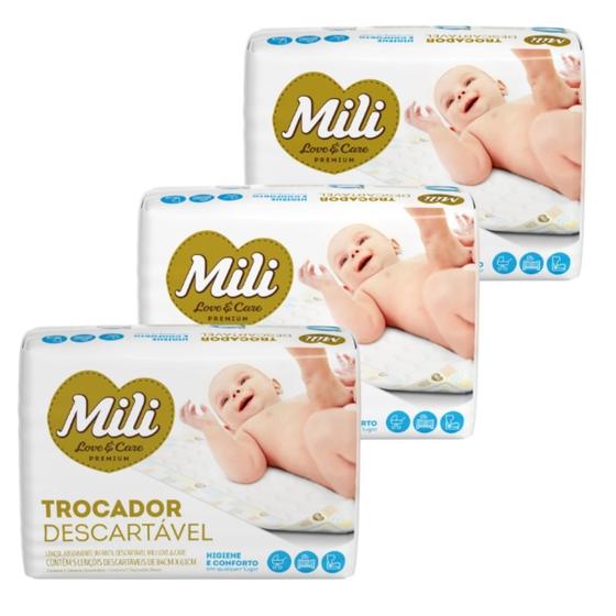 Imagem de Trocador Descartável Mili Love & Care  3 Pacotes c/ 5 unidades