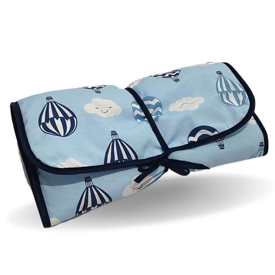 Imagem de Trocador Portátil Bebê com 1 Bolso Impermeável Grande 100% Algodão com Fechamento - Mãe e Filho