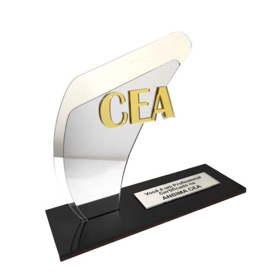 Imagem de TROFÉU DE CERTIFICAÇÃO EM ACRÍLICO ESPELHADO PERSONALIZÁVEL 20 cm UNIDADE