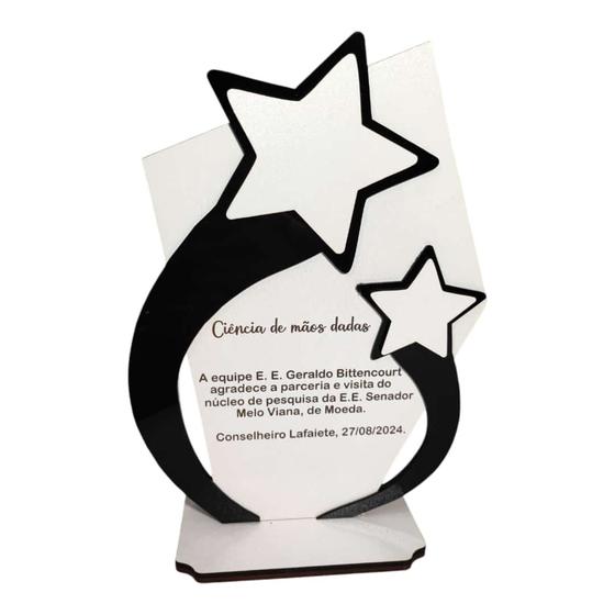 Imagem de TROFÉU RECOHECIMENTO EM MDF COM DETALHES EM ACRÍLICO PERSONALIZADO 20 cm -UNIDADE-