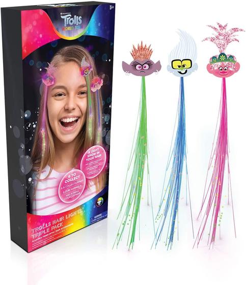 Imagem de Trolls World Tour Hair Lights 3pk Fibra Óptica Clipes de Cor