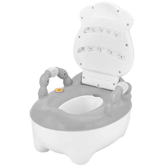 Troninho Infantil Fazenda Musical Assento Anatômico Com Tampa Vaquinha Cinza e Branco Prime Baby Menor preço em Troninho Infantil Fazenda Musical Assento Anatômico Com Tampa Vaquinha Cinza e Branco Prime Baby