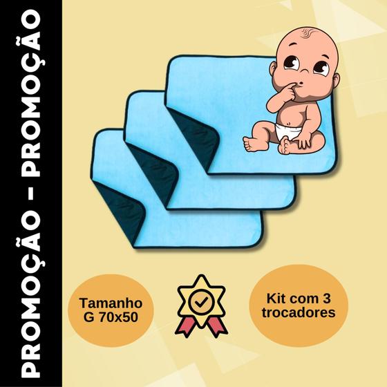 Imagem de Troque com Conforto: KIT 3 Trocadores de Bebê Absorvente 70x50