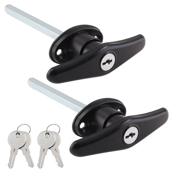 Imagem de Truck Cap Locking T-Handles, pacote com 2 unidades, Camper Topper Lock, preto