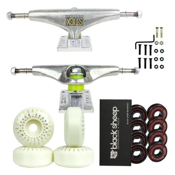 Imagem de Truck Para Skate Com Roda, Rolamento Black Sheep Black e Parafusos de Base 