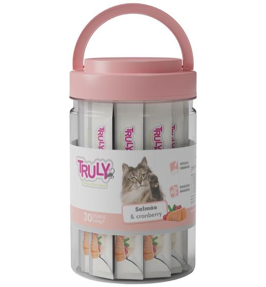 Imagem de Truly Petisco Cremoso Gatos Sabor Salmão E Cranberry C/30