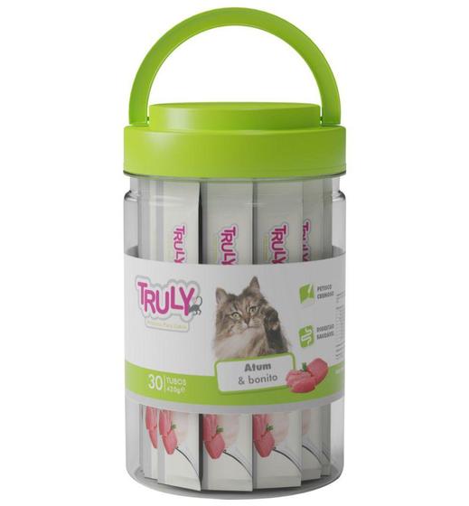 Imagem de Truly Petisco Cremoso Para Gatos Sabor Atum e Bonito C/30 Tubos