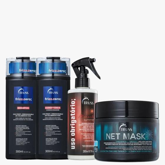 Imagem de Truss Kit Frizz Zero Shampoo e Condicionador + Net Mask + Miracle Summer 