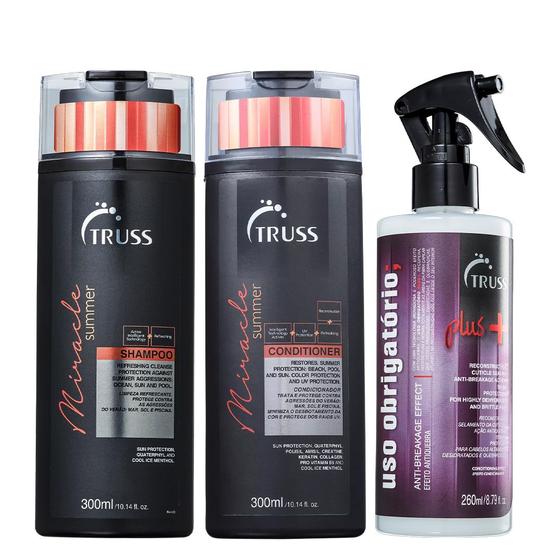 Imagem de Truss Miracle Summer Kit Shampoo Condicionador e Uso Obrigatório Plus+ Reconstrutor 260ml