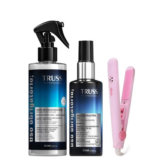 Imagem de Truss uso obrigatório kit reconstrutor e óleo 60 ml ganhe mini chapinha