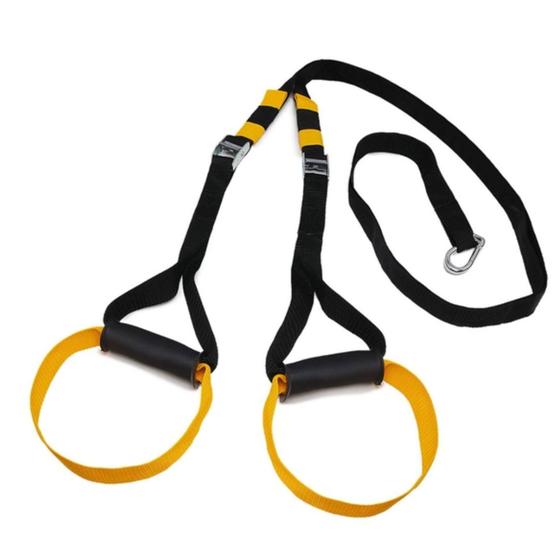 Trx fita de suspensão com catraca de uso profissional amarela Menor preço em Trx fita de suspensão com catraca de uso profissional amarela
