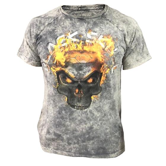 Imagem de Tshirt flame cinza - black skull - clothing (g)