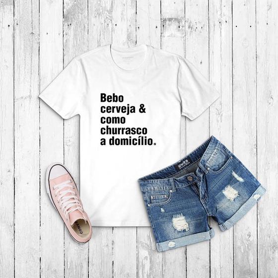 Imagem de Tshirt Frase -Bebo Cerveja e como churrasco a domicílio- Camiseta - feminina - baby look