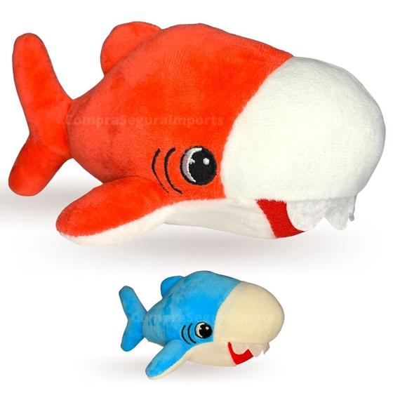 Imagem de Tubarão De Pelúcia Brinquedo Para Bebê 18cm Antialérgico