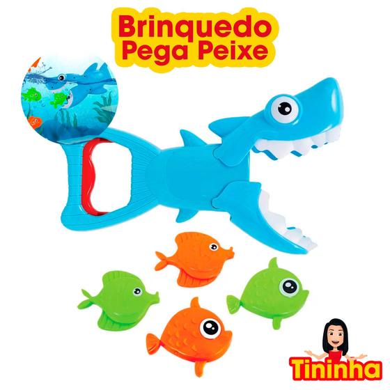 Imagem de Tubarão Pega Peixes Brinquedo Peixinho Banheira Abre Boca Piscina Praia Verão Infantil