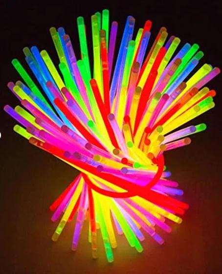 Imagem de Tubo 100 pulseiras neon brilham na luz negra para festa, balada, casamento