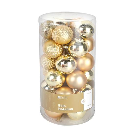 Imagem de Tubo Bola Natal Le 6cm Dourado com 30 Unidades