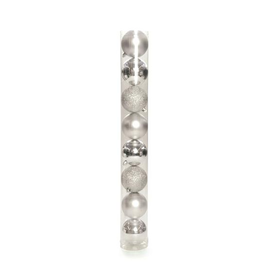 Imagem de Tubo C/8 Bolas de 8cm  - 3 Brilhantes/3 Foscas/2 Glitter