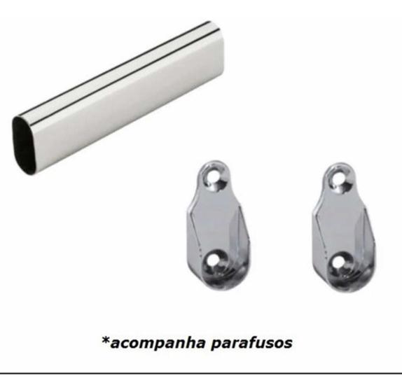 Imagem de Tubo Cabideiro Oval 50 Cm Para Guarda Roupa 2 Suporte Late