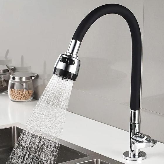 Tubo Cano Gourmet para Torneira Flexível Preto Cozinha Mesa Bancada Menor preço em Tubo Cano Gourmet para Torneira Flexível Preto Cozinha Mesa Bancada