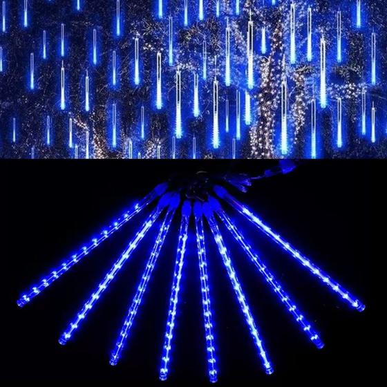 Imagem de Tubo Chuva Meteoro LED Snowfall Azul 50cm Impermeável Bivolt