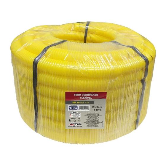 Imagem de Tubo Corrugado Flexível 5/8 Dn 20 Rolo com 10m Amarelo Force Line