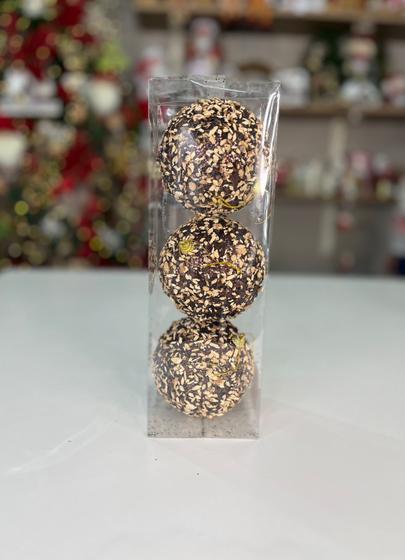Imagem de Tubo De Bolas Marrons Com Madeira 6cm ( Com 3 Bolas )