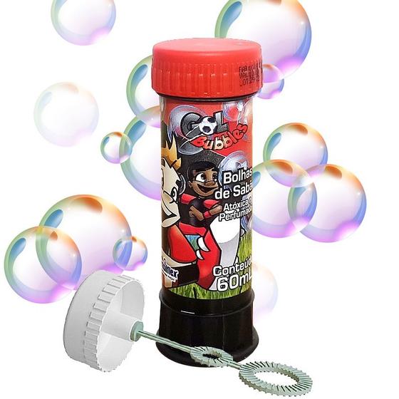 Imagem de Tubo de Fazer Bolas de Sabão Brinquedo Infantil Preto e Vermelho Time de Futebol