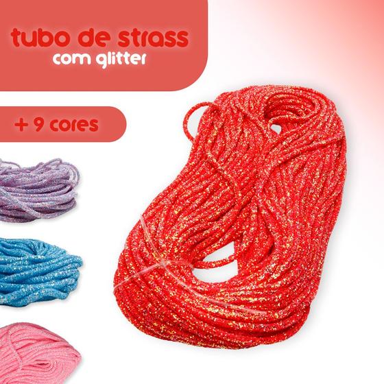 Imagem de Tubo De Strass Com Glitter Coral - Para Tiara E Laço - Rolo Com 5 Metros - Creative