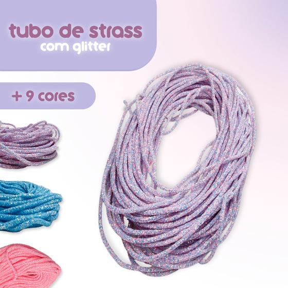 Imagem de Tubo De Strass Com Glitter Multicolorido - Para Tiara E Laço - Rolo Com 5 Metros