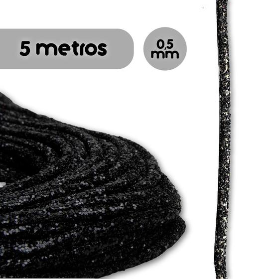 Imagem de Tubo De Strass Com Glitter Preto - Para Tiara E Laço - Rolo Com 5 Metros - Nybc